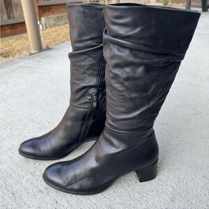 Ecco Black Leather Heeled Boots